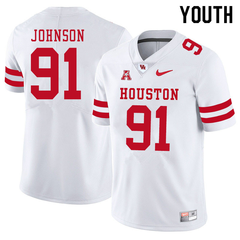 Youth #91 Benil Johnson Houston Cougars College Football Jerseys Sale-White